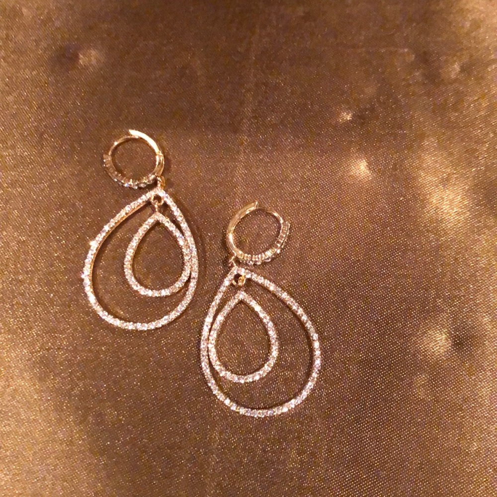 Gold faux diamond earrings. Never worn